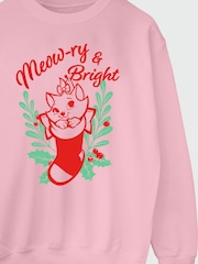 Brands In Pink Girls Disney The Aristocats Meowry and Bright Christmas Sweatshirt - Image 4 of 4