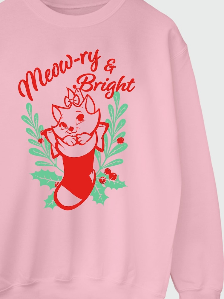 Brands In Pink Girls Disney The Aristocats Meowry and Bright Christmas Sweatshirt - Image 4 of 4