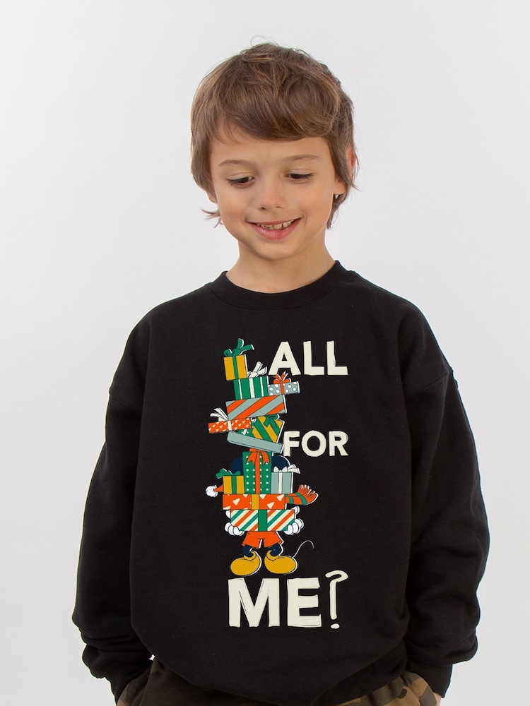 Brands In Black Boys Disney Mickey Mouse Christmas Presents Sweatshirt - Image 1 of 4