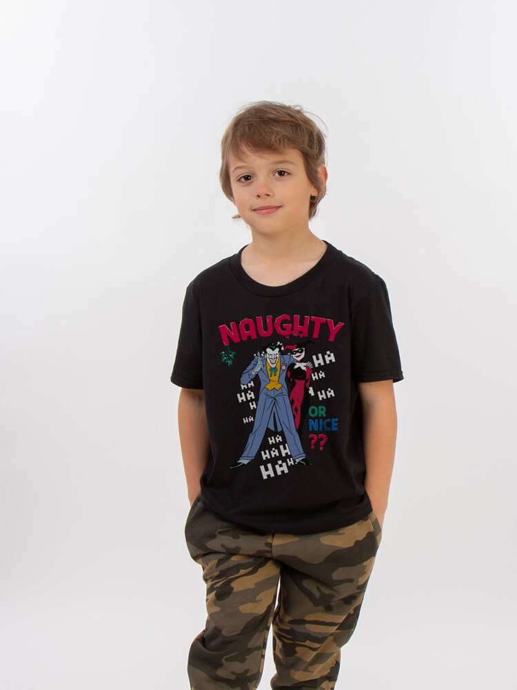 Brands In Black Boys DC Comics The Joker Naughty Or Nice 100% Cotton Christmas T-Shirt - Image 2 of 4