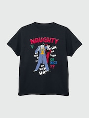 Brands In Black Boys DC Comics The Joker Naughty Or Nice 100% Cotton Christmas T-Shirt - Image 3 of 4