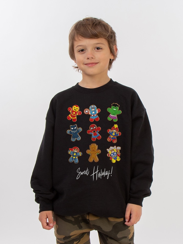 Brands In Black Boys Marvel Gingerbread Avengers Sweatshirt - Image 1 of 4