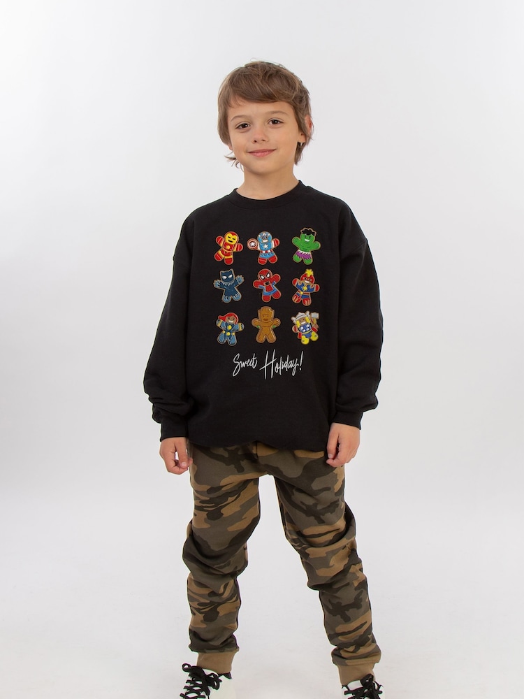 Brands In Black Boys Marvel Gingerbread Avengers Sweatshirt - Image 2 of 4
