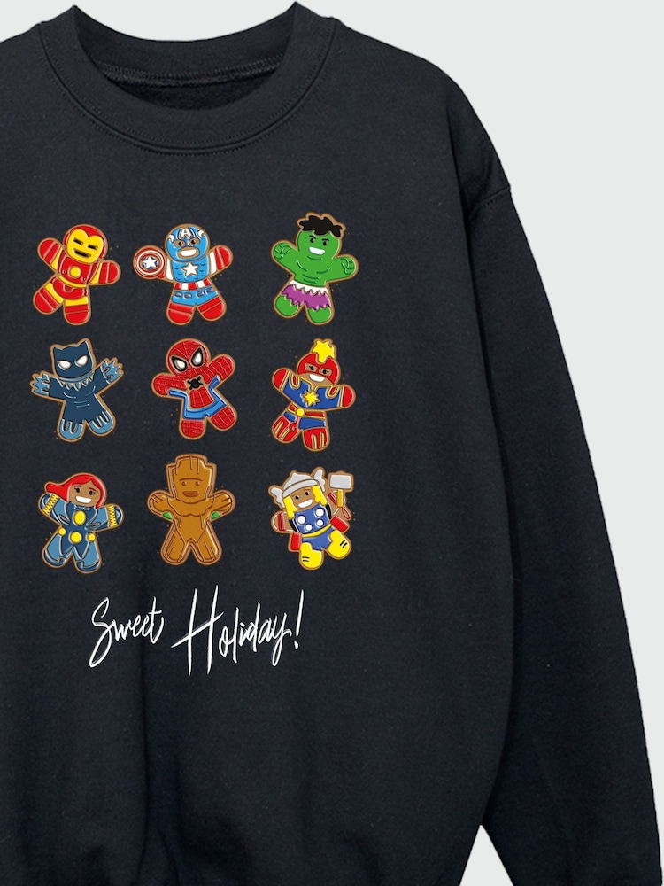 Brands In Black Boys Marvel Gingerbread Avengers Sweatshirt - Image 4 of 4