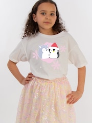 Brands In White Girls Squishmallows Snow Christmas Hug 100% Cotton T-Shirt - Image 1 of 4