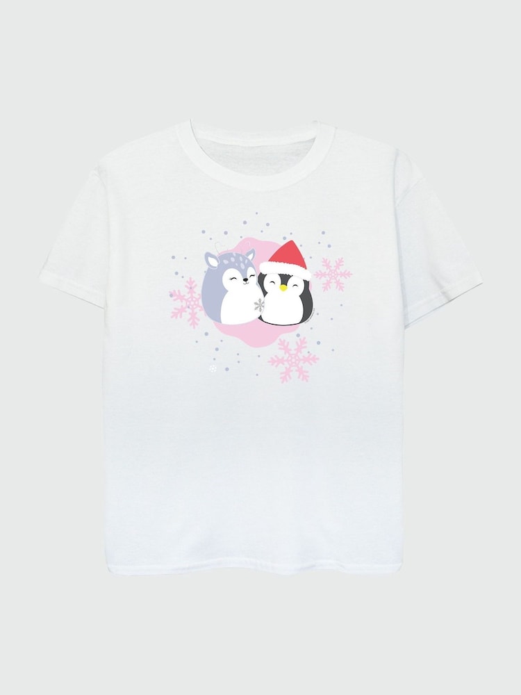 Brands In White Girls Squishmallows Snow Christmas Hug 100% Cotton T-Shirt - Image 3 of 4