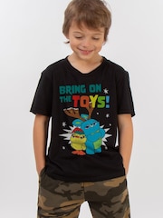 Brands In Black Boys Disney Toy Story Christmas Toys 100% Cotton T-Shirt - Image 1 of 4