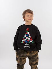 Brands In Black Boys Marvel Avengers Christmas Tree Sweatshirt - Image 2 of 4