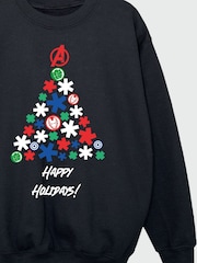 Brands In Black Boys Marvel Avengers Christmas Tree Sweatshirt - Image 4 of 4