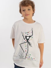 Brands In White Boys Disney The Nightmare Before Christmas Lights 100% Cotton T-Shirt - Image 1 of 4