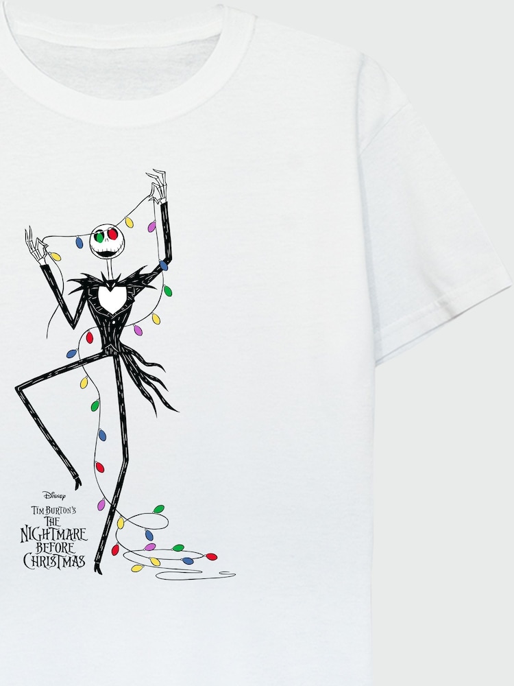 Brands In White Disney The Nightmare Before Christmas Lights T-Shirt - Image 4 of 4 Brands In White Disney The Nightmare Before Christmas Lights T-Shirt - Image 4 of 4