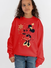 Brands In Red Disney Minnie Mouse Snow Fall Girls Christmas Sweatshirt - Image 1 of 4