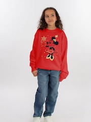 Brands In Red Disney Minnie Mouse Snow Fall Girls Christmas Sweatshirt - Image 2 of 4