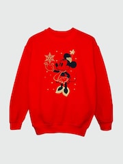 Brands In Red Disney Minnie Mouse Snow Fall Girls Christmas Sweatshirt - Image 3 of 4