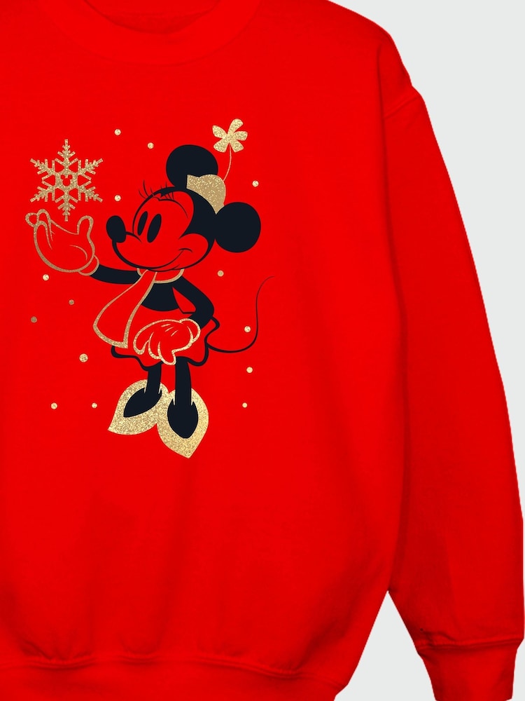 Brands In Red Disney Minnie Mouse Snow Fall Girls Christmas Sweatshirt - Image 4 of 4