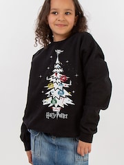 Brands In Black Harry Potter Christmas Tree Girls Sweatshirt - Image 1 of 4