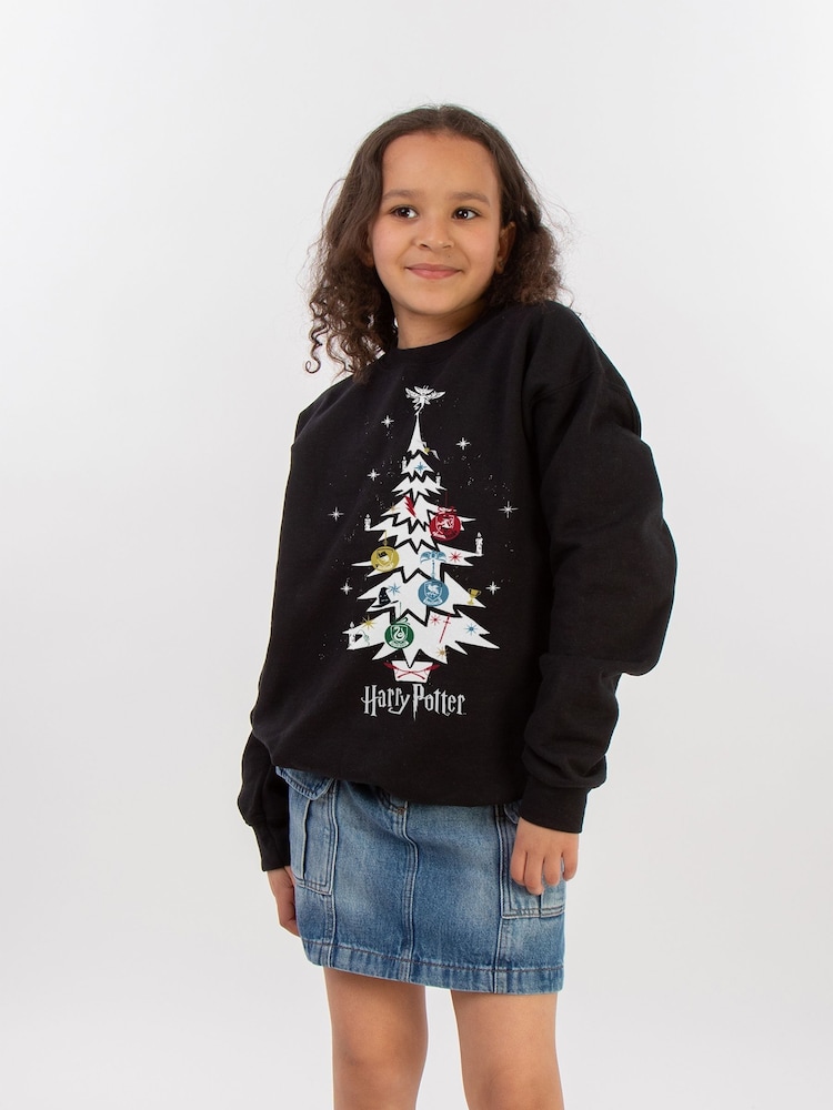 Brands In Black Harry Potter Christmas Tree Girls Sweatshirt - Image 2 of 4