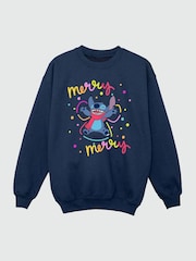 Brands In Blue Disney Lilo & Stitch Merry Christmas Rainbow Girls Sweatshirt - Image 6 of 6