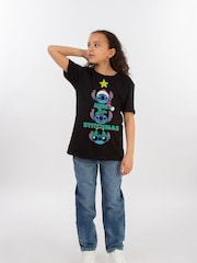 Brands In Black Disney Lilo & Stitch Angel Merry Christmas Stitchmas T-Shirt - Image 2 of 4