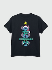 Brands In Black Disney Lilo & Stitch Angel Merry Christmas Stitchmas T-Shirt - Image 3 of 4