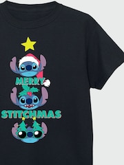 Brands In Black Disney Lilo & Stitch Angel Merry Christmas Stitchmas T-Shirt - Image 4 of 4