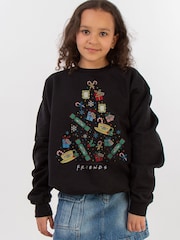 Brands In Black Friends Christmas Tree Girls Sweatshirt - Image 1 of 4
