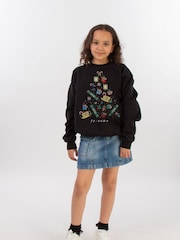 Brands In Black Friends Christmas Tree Girls Sweatshirt - Image 2 of 4