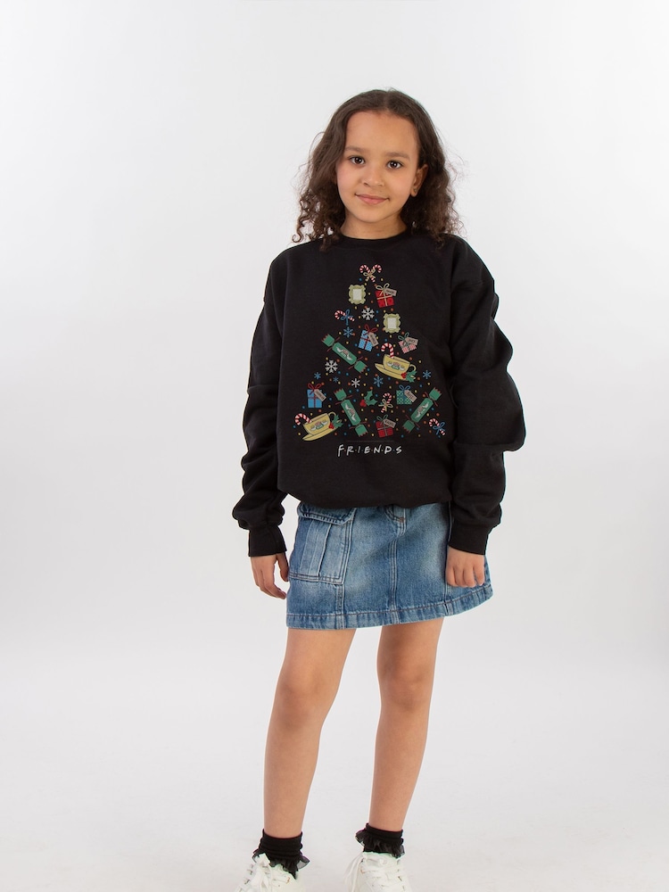 Brands In Black Friends Christmas Tree Girls Sweatshirt - Image 2 of 4