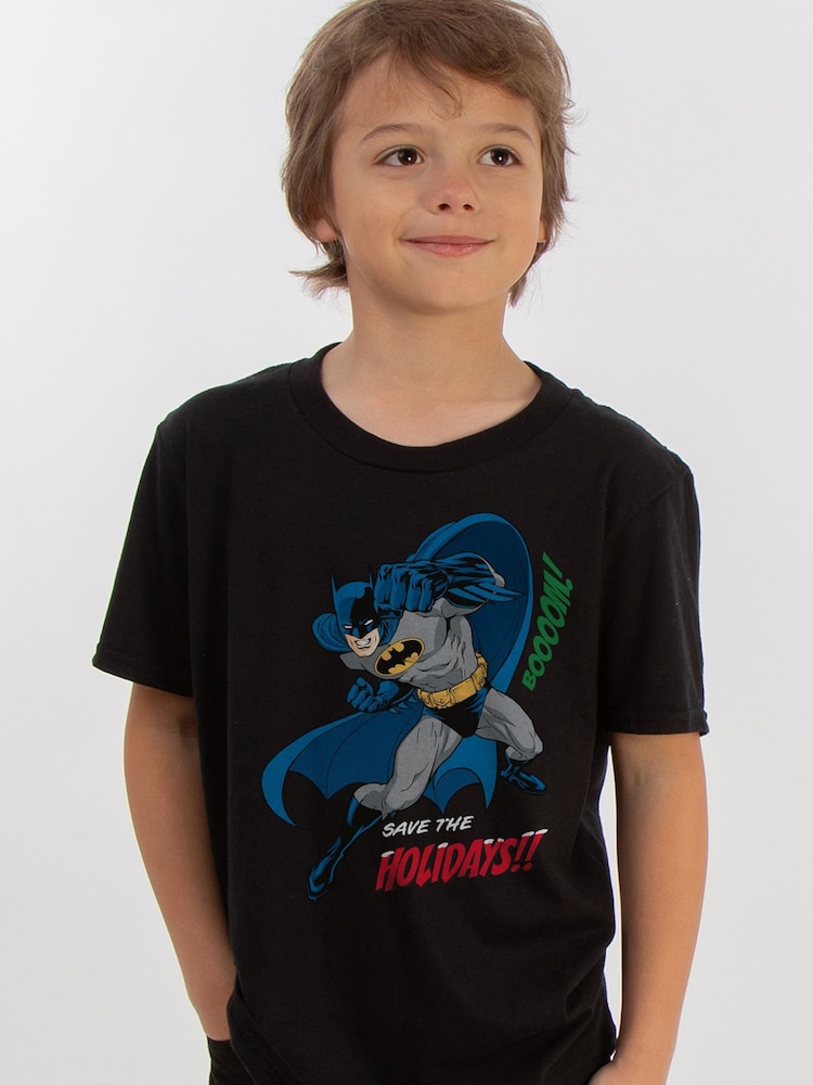 Brands In Black Boys DC Comics Batman Save The Holidays 100% Cotton T-Shirt - Image 1 of 4