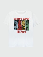 Brands In White Boys Marvel Avengers Santa Christmas Super Helpers 100% Cotton T-Shirt - Image 3 of 4