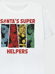Brands In White Boys Marvel Avengers Santa Christmas Super Helpers 100% Cotton T-Shirt - Image 4 of 4