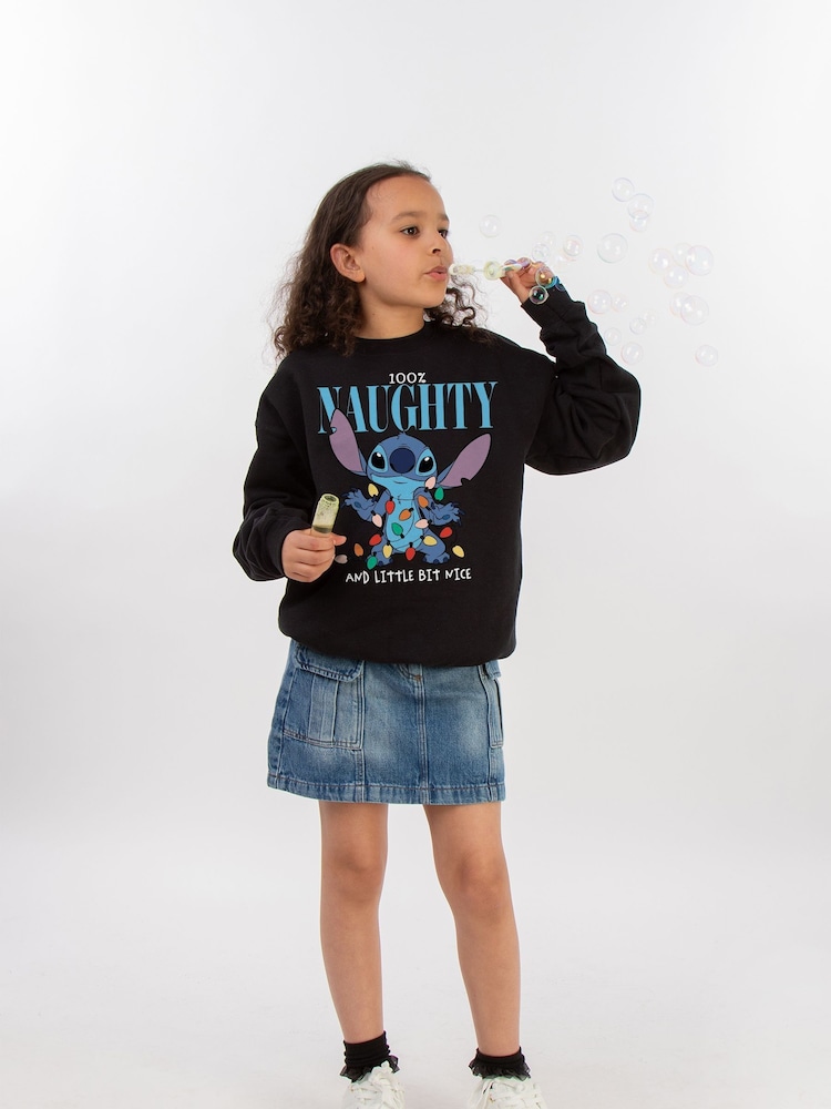 Brands In Black Disney Lilo & Stitch Naughty & Nice Girls Sweatshirt - Image 2 of 4