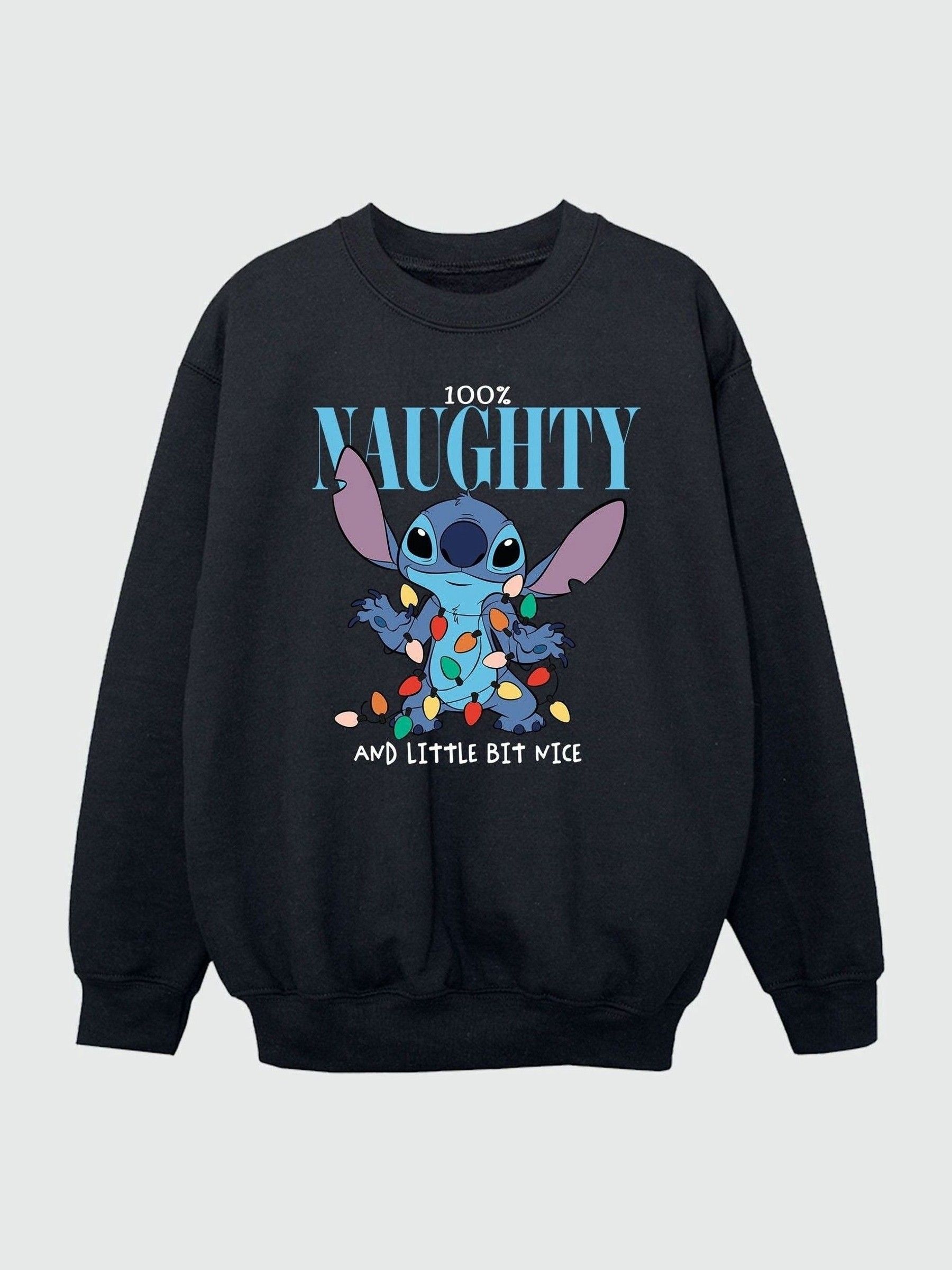 Sweatshirt Noël Lilo & Stitch "Naughty & Nice" - Produit Officiel Disney, Coupe Classique