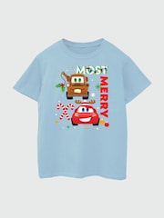 Brands In Blue Disney Cars Christmas Most Merry Boys Baby 100% Cotton T-Shirt - Image 3 of 4
