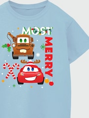 Brands In Blue Disney Cars Christmas Most Merry Boys Baby 100% Cotton T-Shirt - Image 4 of 4