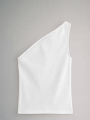 The Set Black/White/Taupe Brown 3 Pack One Shoulder Vest - Image 10 of 11