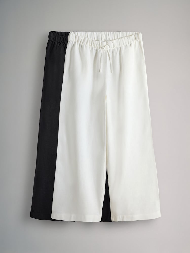 The Set Black/White 2 Pack Linen Blend Wide Leg Trousers - Image 1 of 1