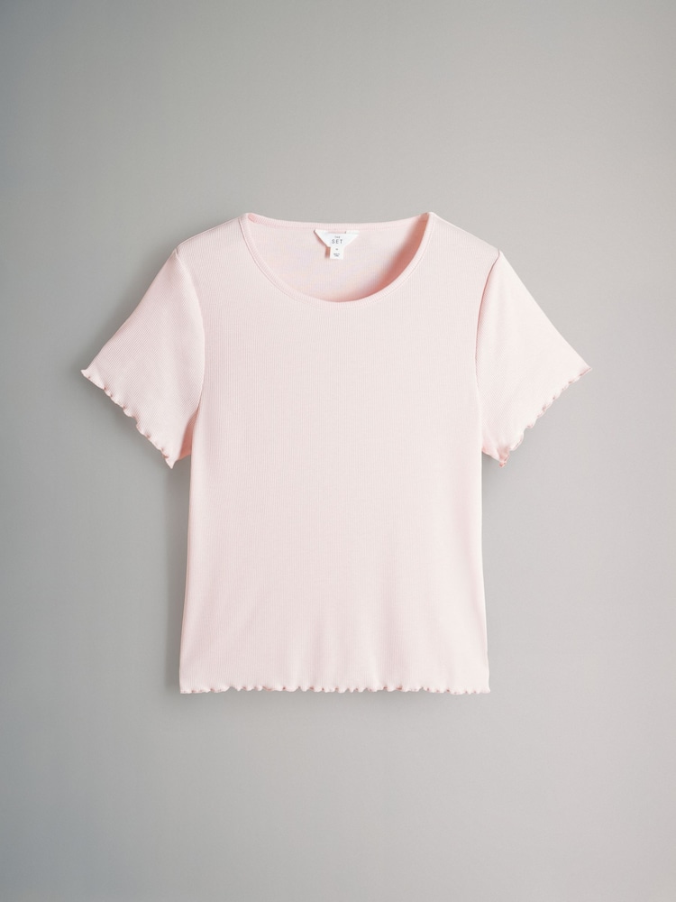 The Set Grey Marl/Pink/Blue 3 Pack Ribbed Pyjamas - Image 10 of 14
