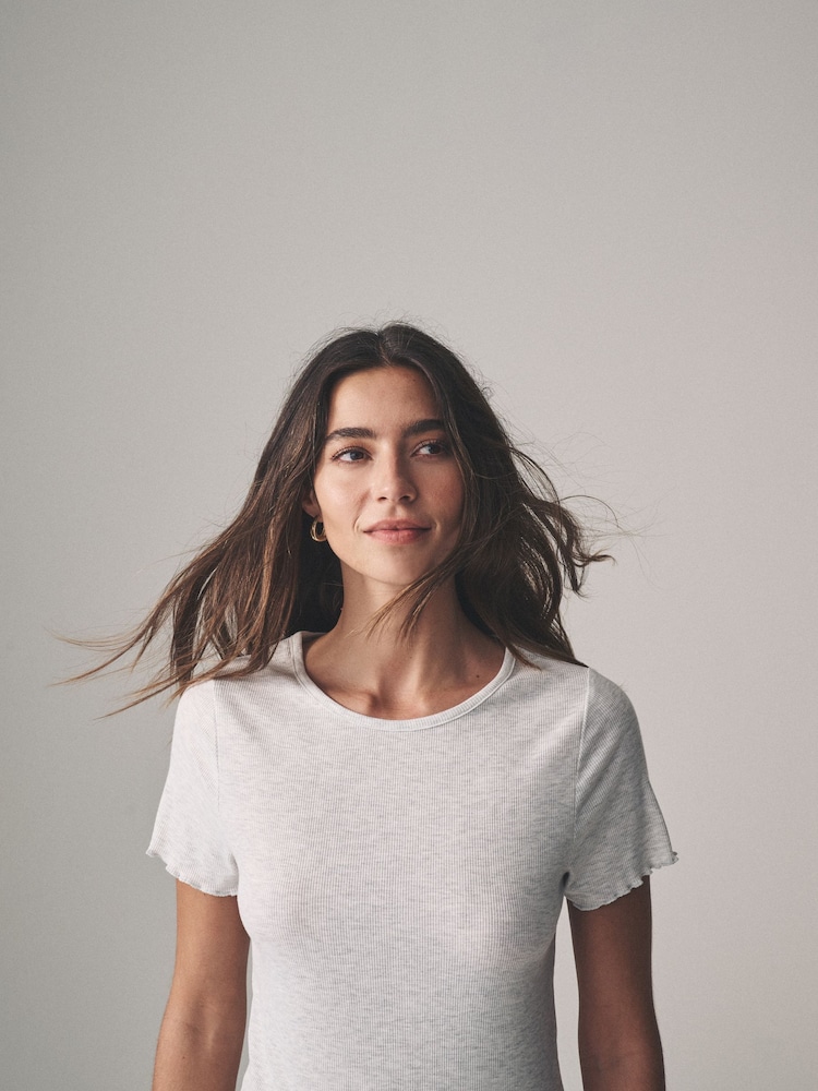 The Set Grey Marl/Pink/Blue 3 Pack Ribbed Pyjamas - Image 6 of 14