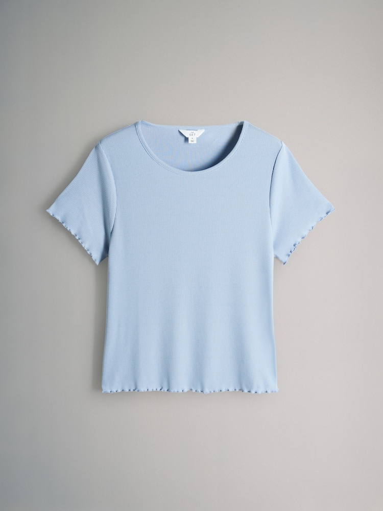The Set Grey Marl/Pink/Blue 3 Pack Ribbed Pyjamas - Image 8 of 14