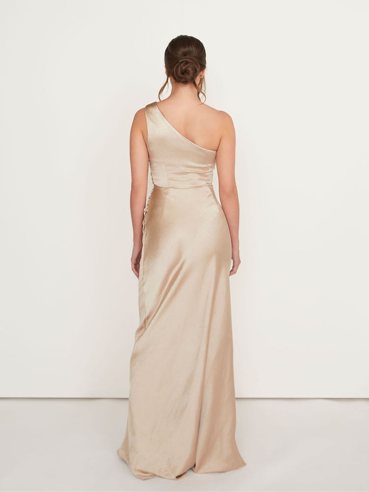 Six Stories One Shoulder Satin Ruched Flower Girl Dress - صورة 2 من 5