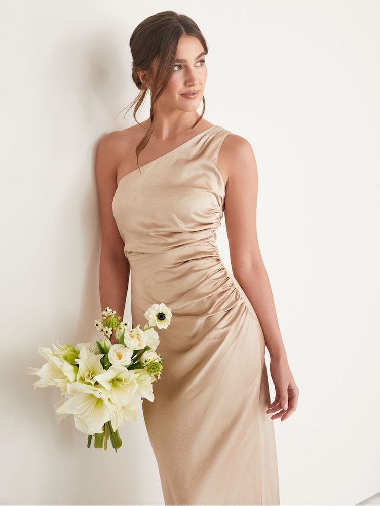 Six Stories One Shoulder Satin Ruched Flower Girl Dress - صورة 5 من 5