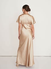 Six Stories Plunge Batwing Satin Flower Girl Dress - Imagen 2 de 4
