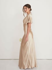 Six Stories Plunge Batwing Satin Flower Girl Dress - Imagen 3 de 4