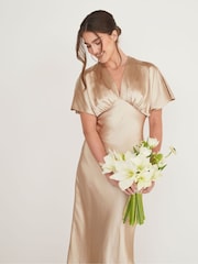 Six Stories Plunge Batwing Satin Flower Girl Dress - Imagen 4 de 4