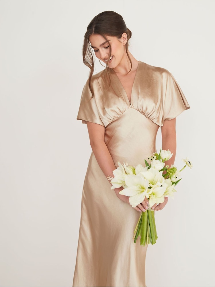 Six Stories Plunge Batwing Satin Flower Girl Dress - Imagen 4 de 4