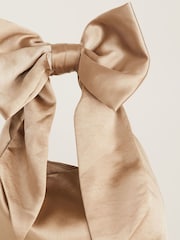 Six Stories Champagne Gold Bow Detail Satin Pouch Bag - Image 2 of 5