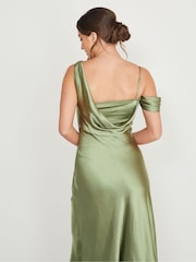 Six Stories Asymmetrical Bardot Strap Satin Flower Girl Dress - Image 5 of 5