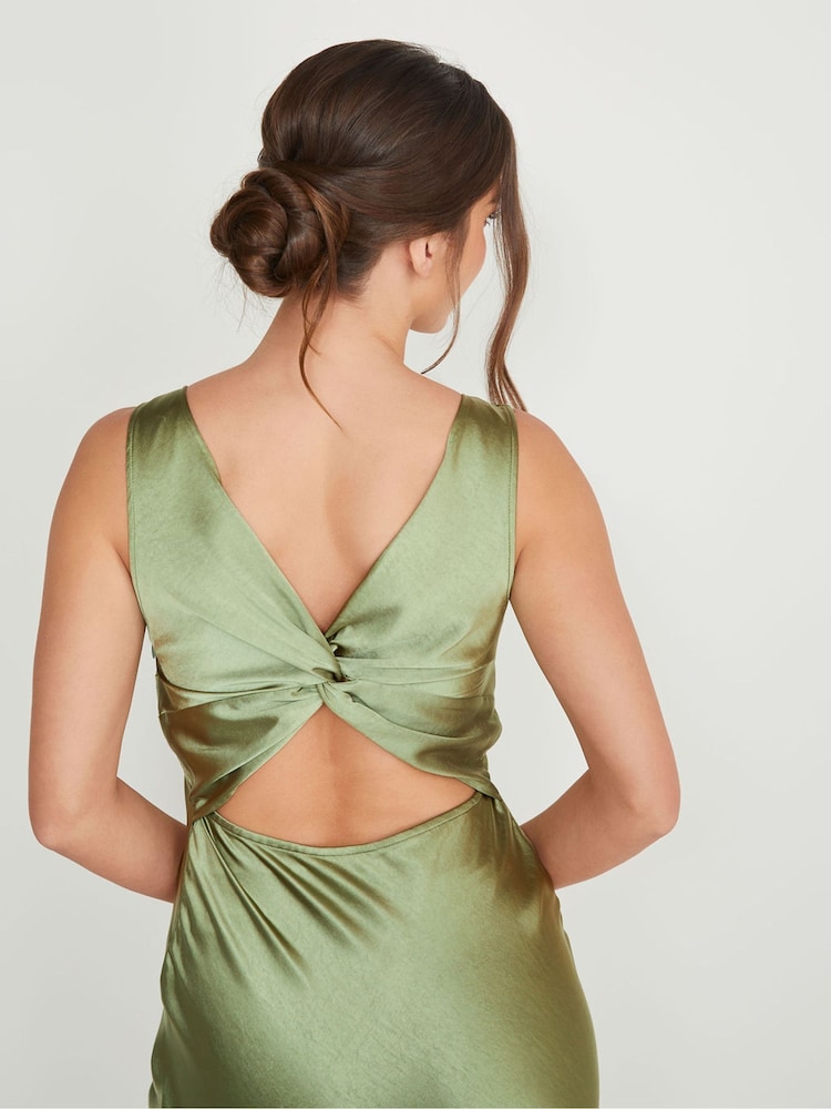 Six Stories Twist Back Satin Flower Girl Dress - Image 3 of 4
