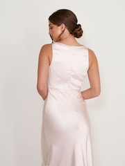 Six Stories Pale Pink Cowl Front Asymmetrical Satin Bridesmaid Dress - Image 2 of 5